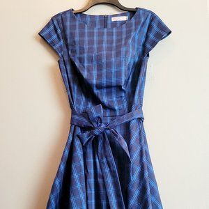 Blue Plaid Tie Dress